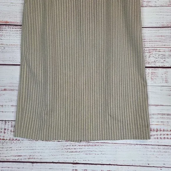 Escade Wool Silk Blend Skirt Sz 10 Tan Chevron Twill Slit Pockets Career Office
